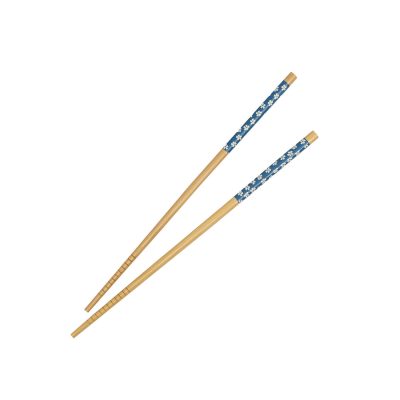 Mavi Çiçek Desenli Bambu Chopstick